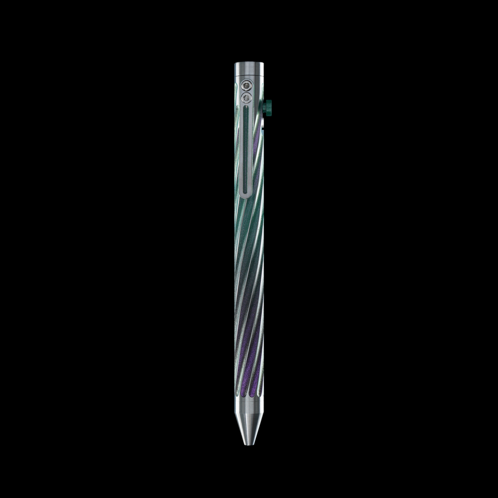 INVENTERY Bolt Action Pen v.03 Twister SE — Aurora Cerakote on stainless, rear view