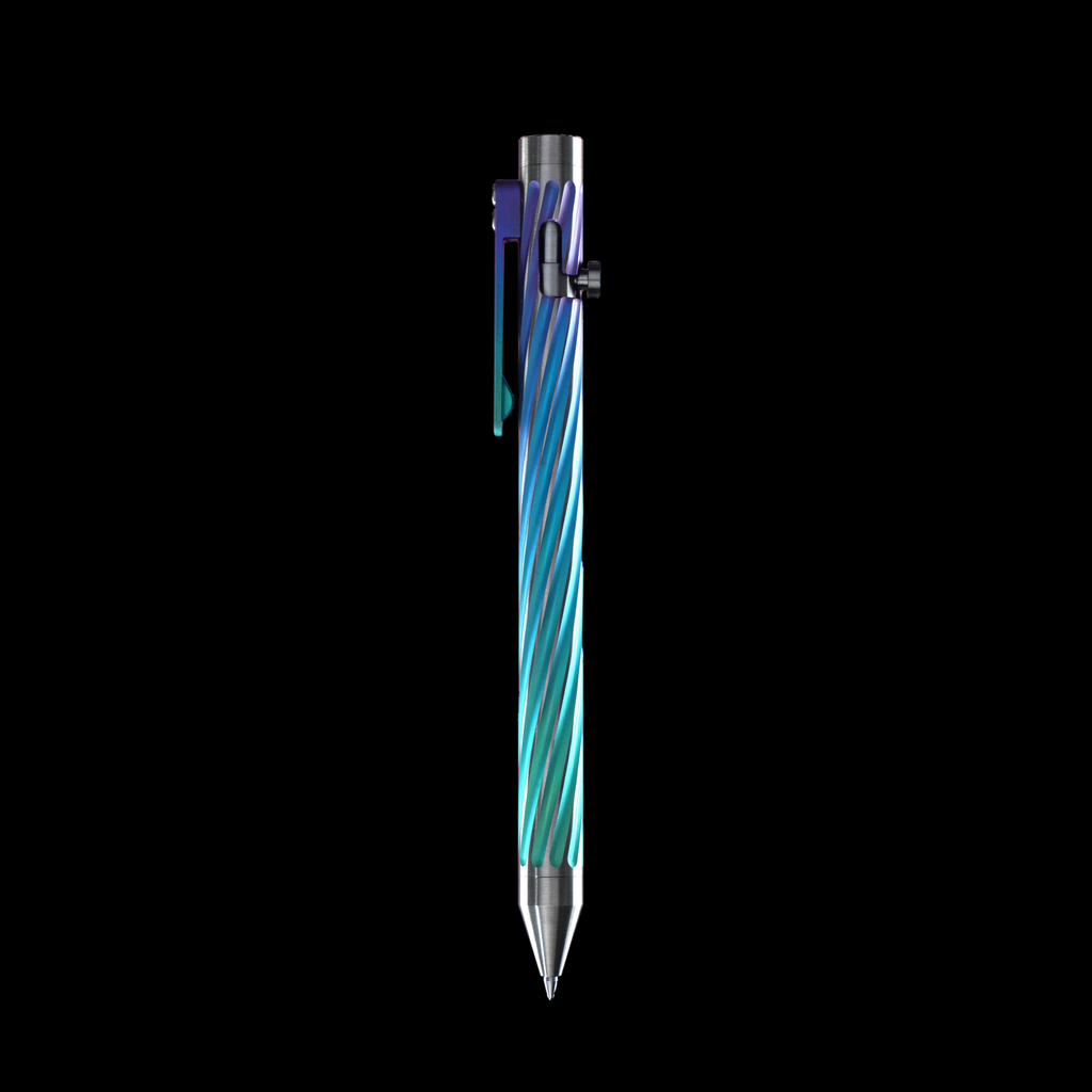 INVENTERY Bolt Action Pen v.03 Twister Ti SE · Baja Blast anodized titanium, bolt deployed