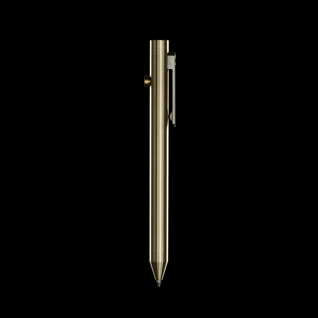 INVENTERY Bolt Action Pen V.03 — machined Brass EDC pen, clip detail