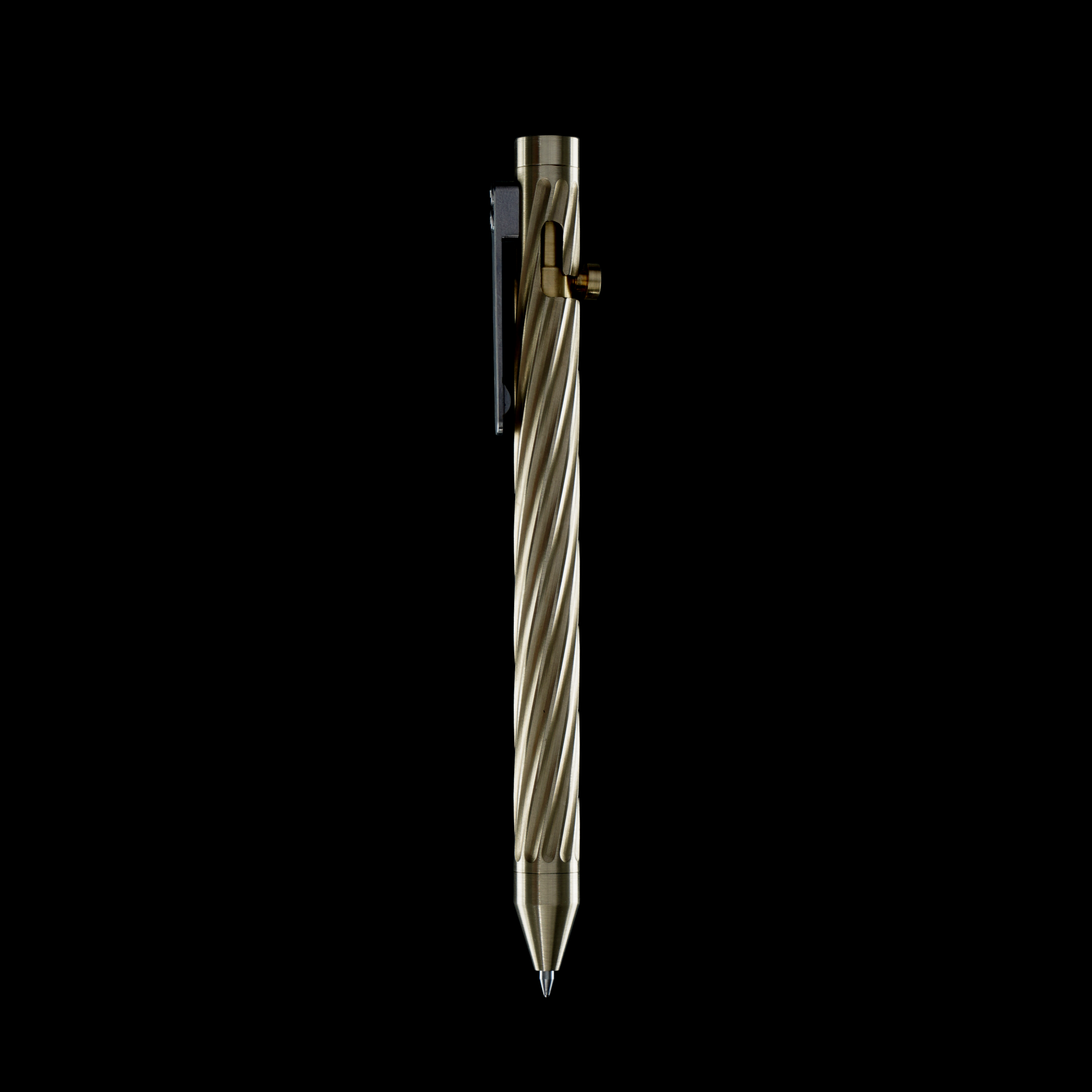 INVENTERY Bolt Action Pen v.03 Twister — machined Brass EDC pen, bolt deployed