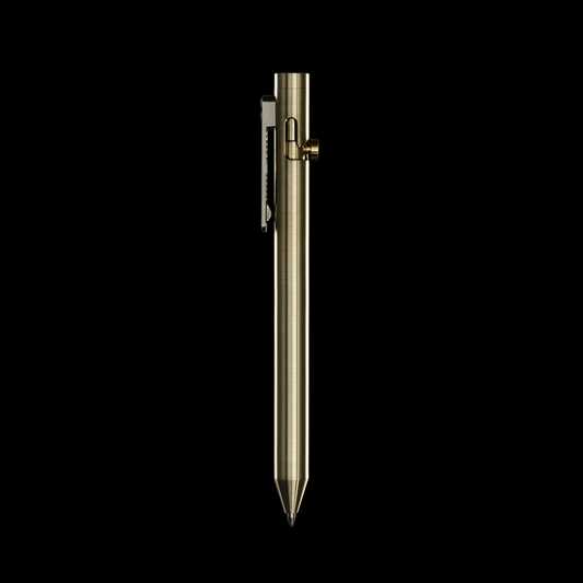 INVENTERY Bolt Action Pen V.03 — machined Brass EDC pen, front view