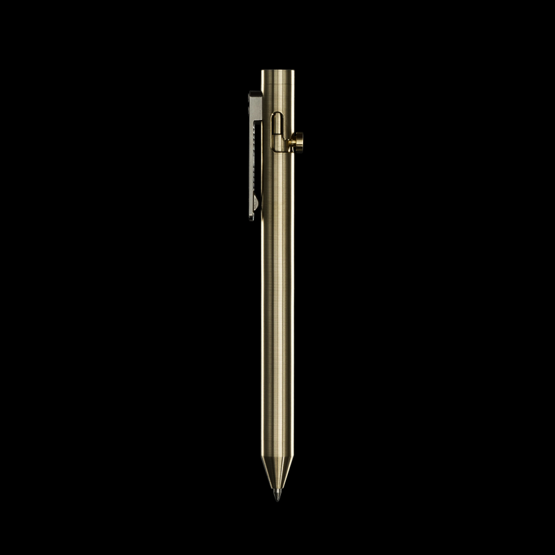 INVENTERY Bolt Action Pen V.03 — machined Brass EDC pen, front view