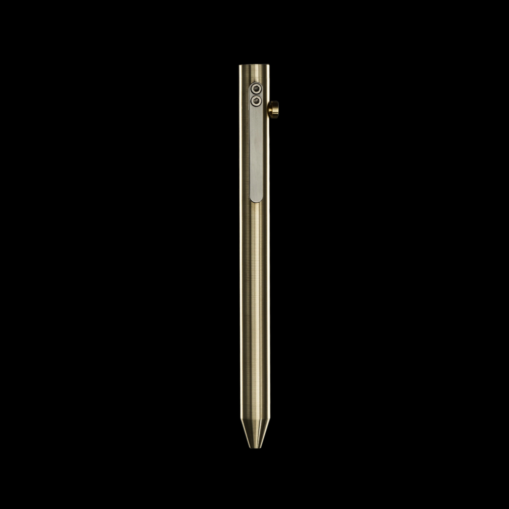INVENTERY Bolt Action Pen V.03 — machined Brass EDC pen, rear view