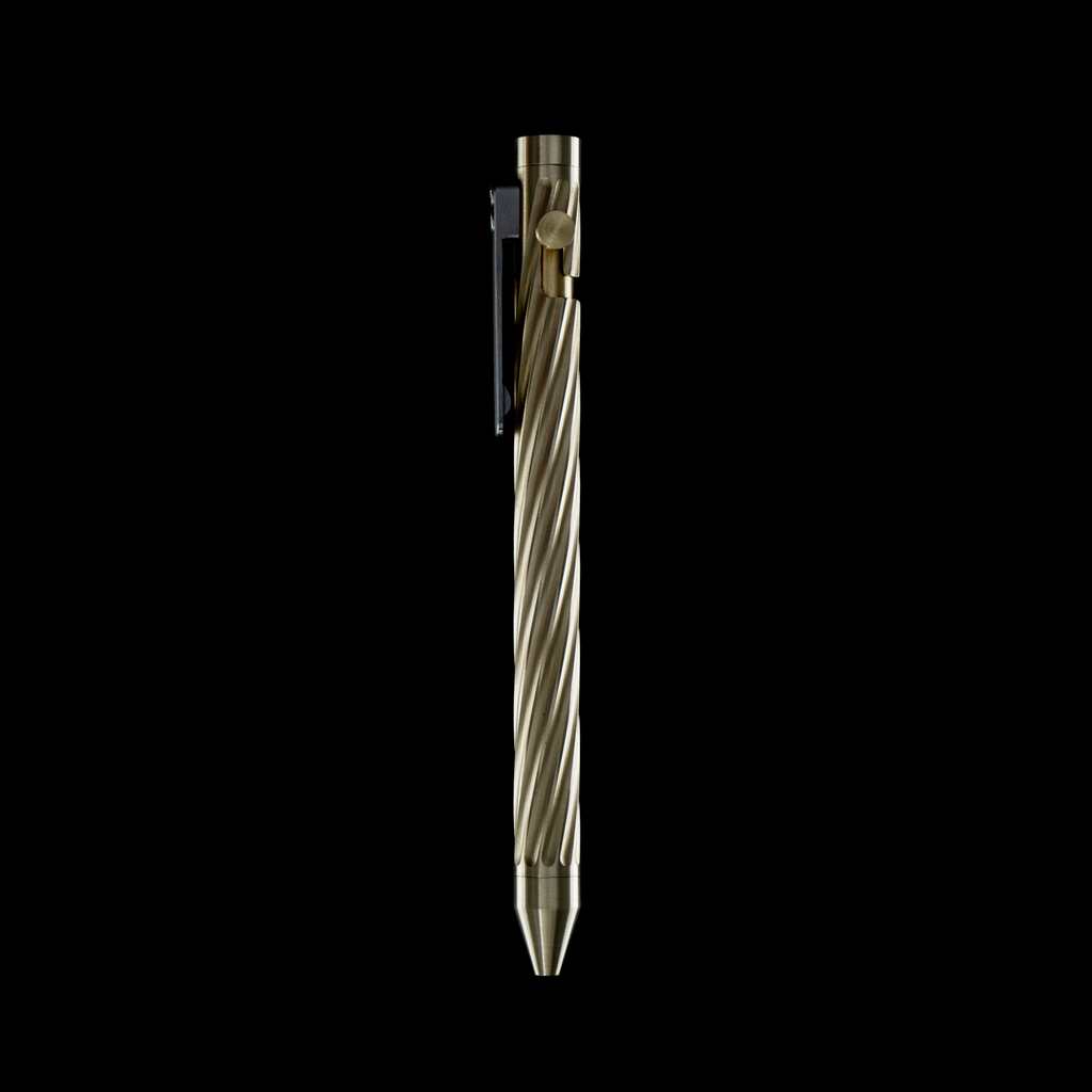 INVENTERY Bolt Action Pen v.03 Twister — machined Brass EDC pen, bolt stowed