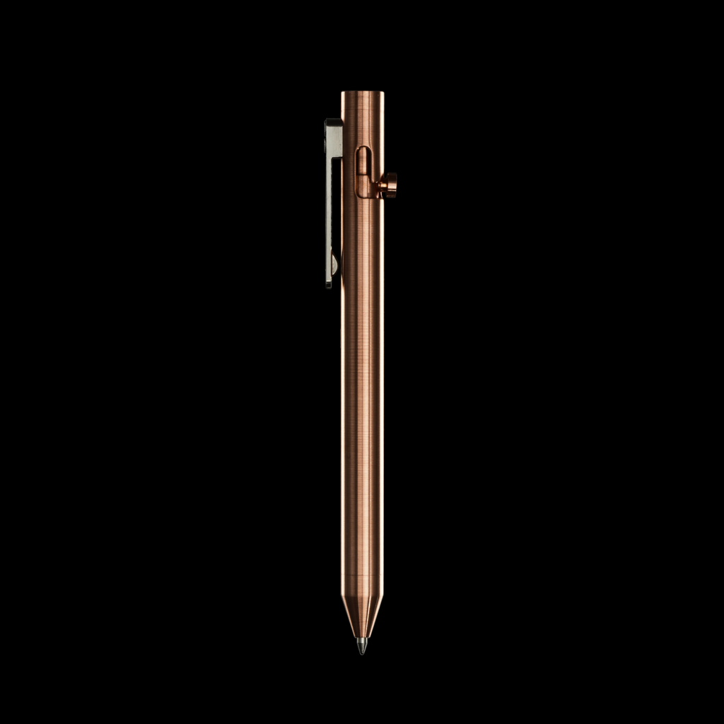 INVENTERY Bolt Action Pen V.03 — machined Copper EDC pen, front view