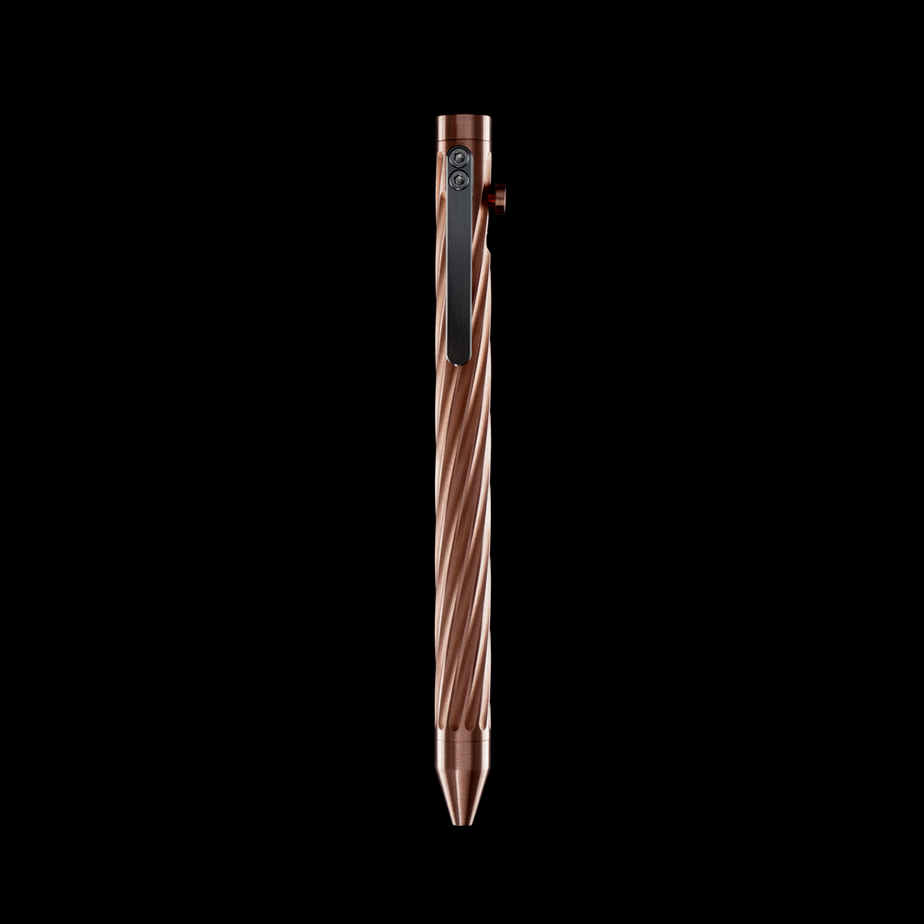 INVENTERY Bolt Action Pen v.03 Twister — machined Copper EDC pen, clip detail