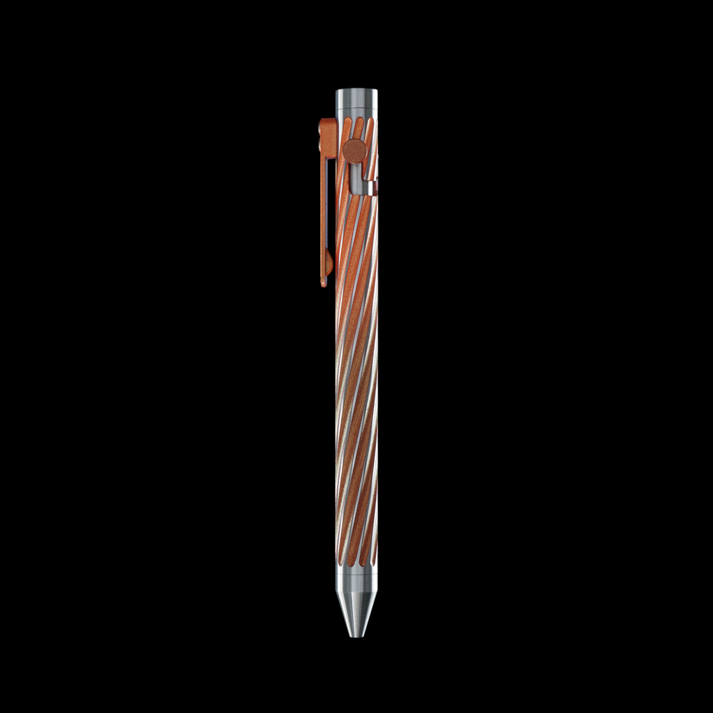 INVENTERY Bolt Action Pen v.03 Twister SE — Ember Cerakote on stainless, bolt deployed