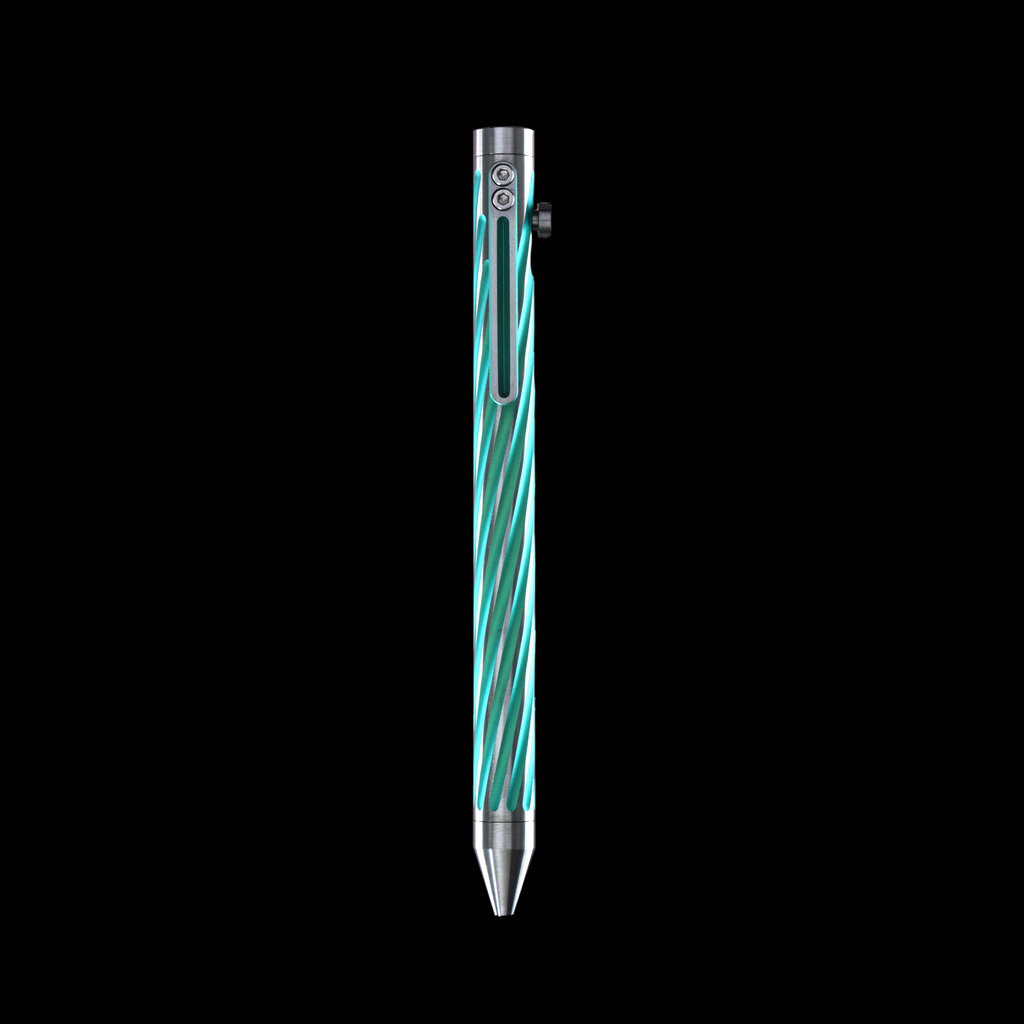 INVENTERY Bolt Action Pen v.03 Twister Ti SE · Green anodized titanium, milled clip detail