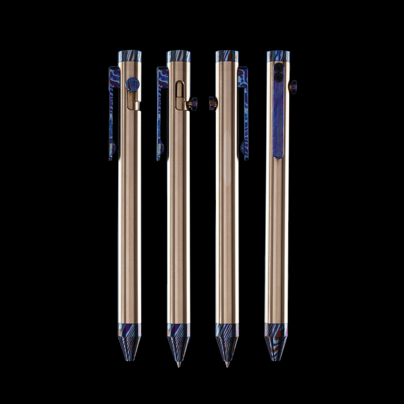 Bolt Action Pen v.03 brass ti damascus accent kit — 4 views