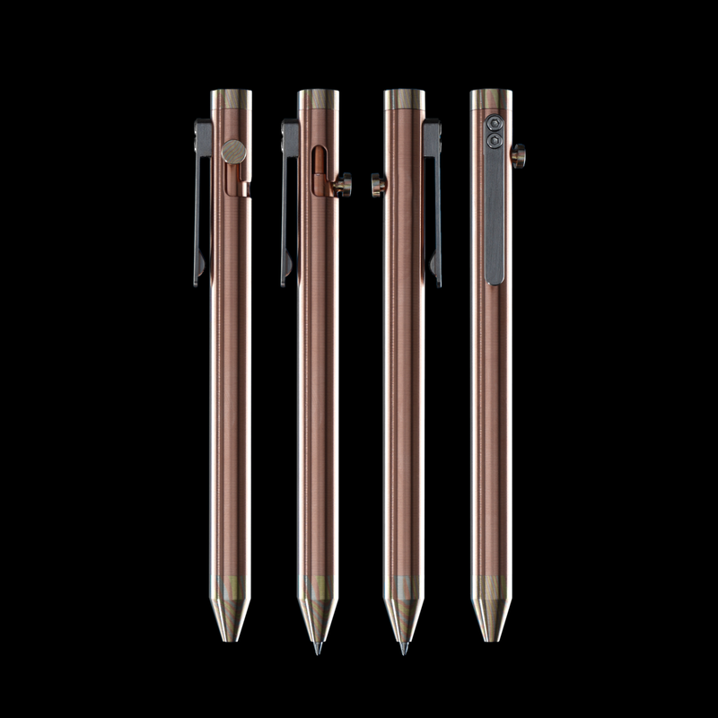 Bolt Action Pen v.03 copper mokume accent kit — 4 views