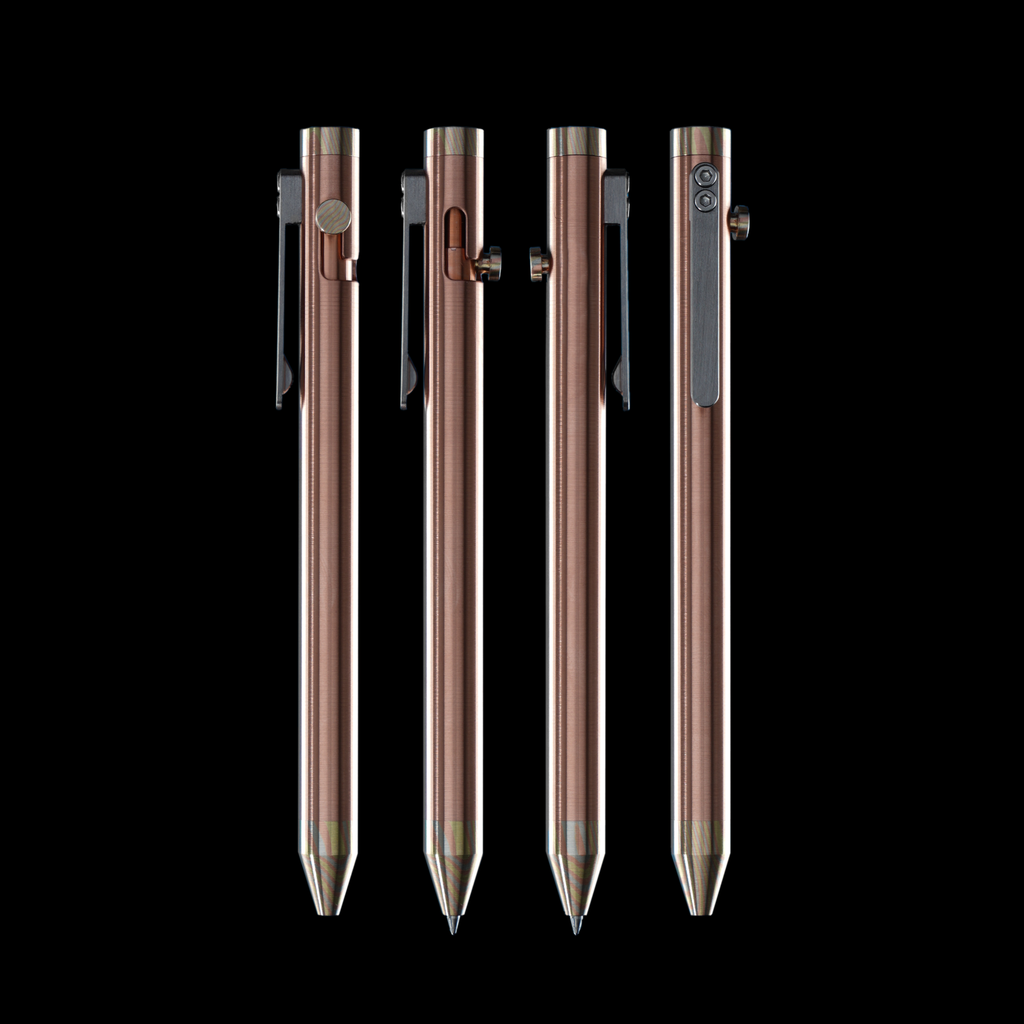 Bolt Action Pen v.03 copper mokume accent kit — 4 views