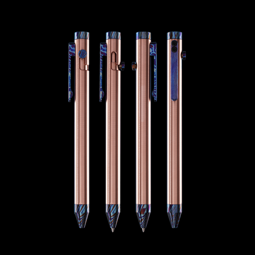 Bolt Action Pen v.03 copper ti damascus accent kit — 4 views