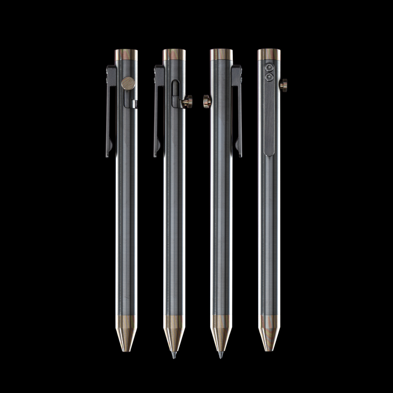 Bolt Action Pen v.03 stainless steel titanium mokume accent kit — 4 views