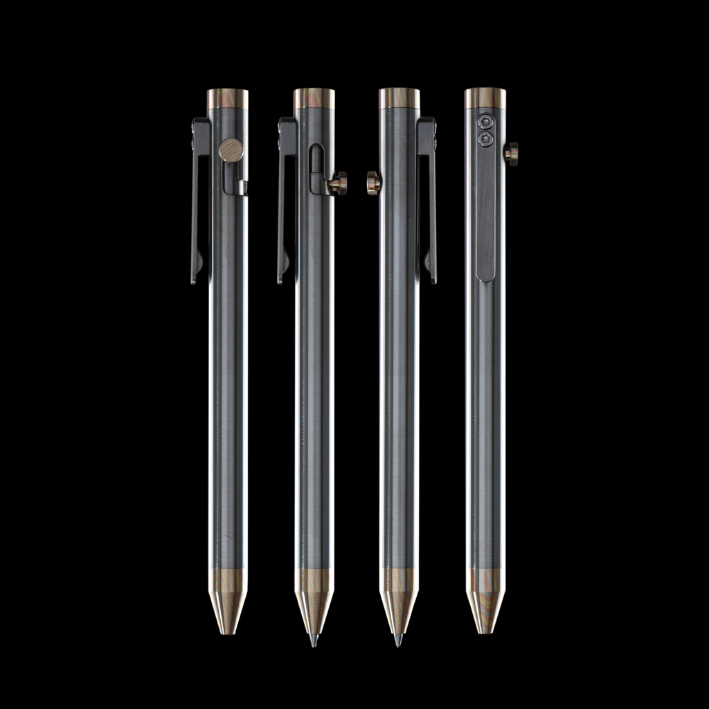 Bolt Action Pen v.03 stainless steel titanium mokume accent kit — 4 views