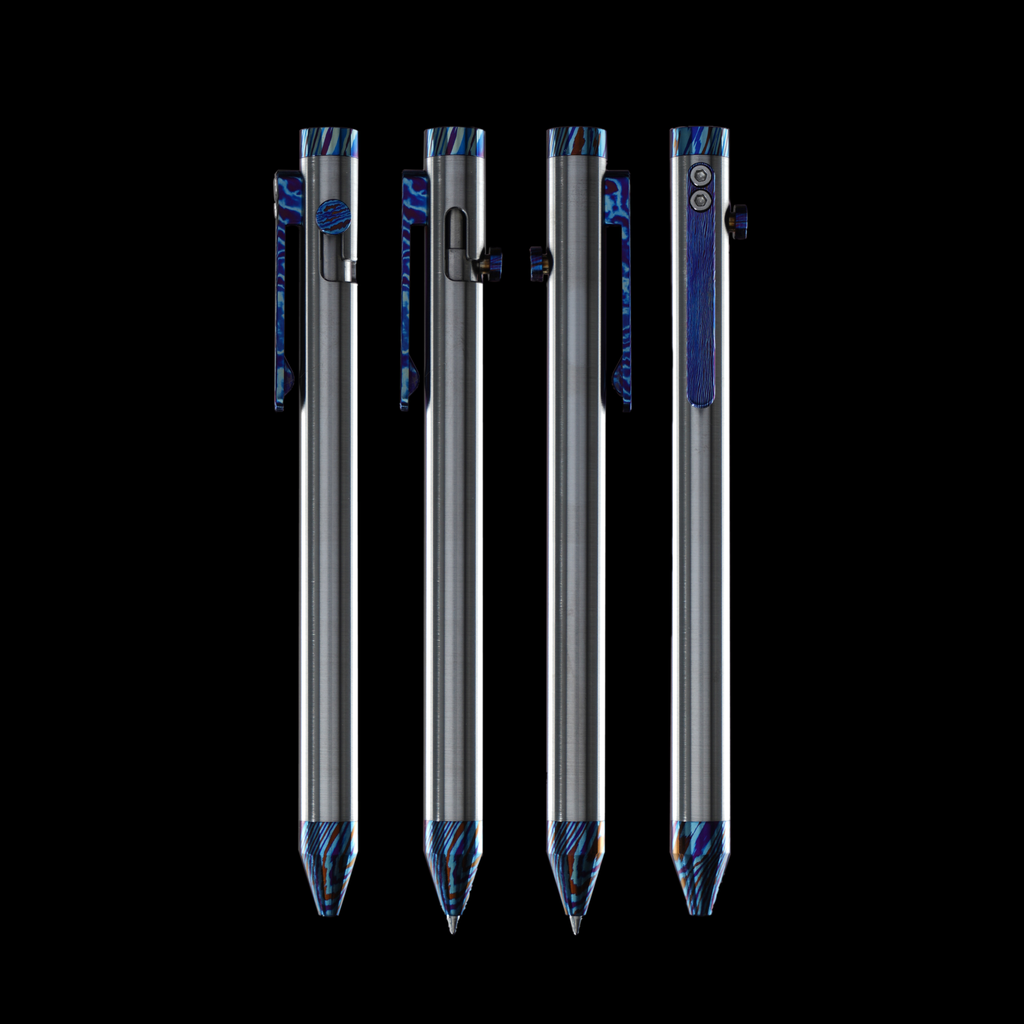 Bolt Action Pen v.03 stainless steel titanium ti damascus accent kit — 4 views