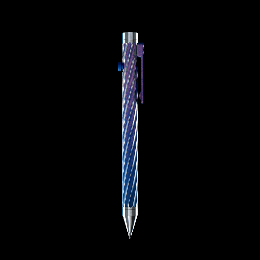 INVENTERY Bolt Action Pen v.03 Twister SE — Nebula Cerakote on stainless, milled clip detail