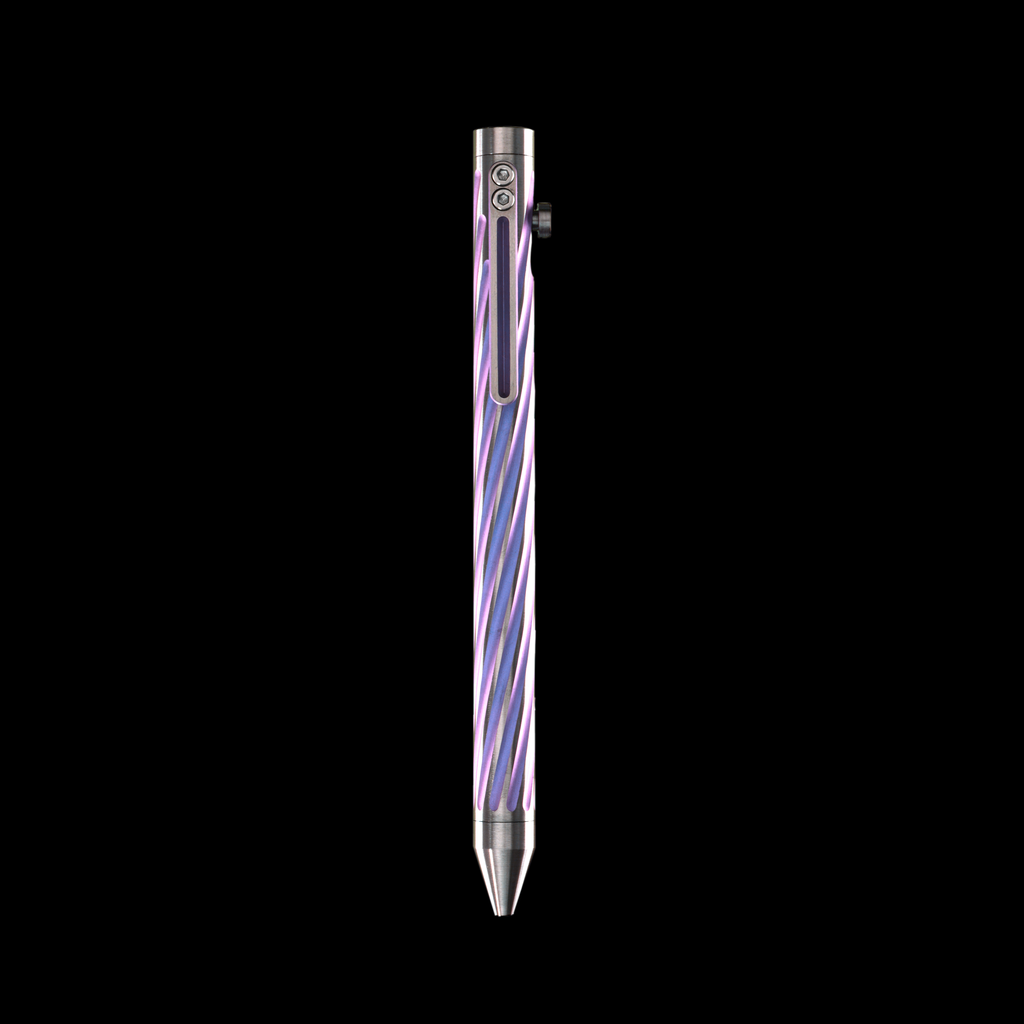 INVENTERY Bolt Action Pen v.03 Twister Ti SE · Purple anodized titanium, milled clip detail