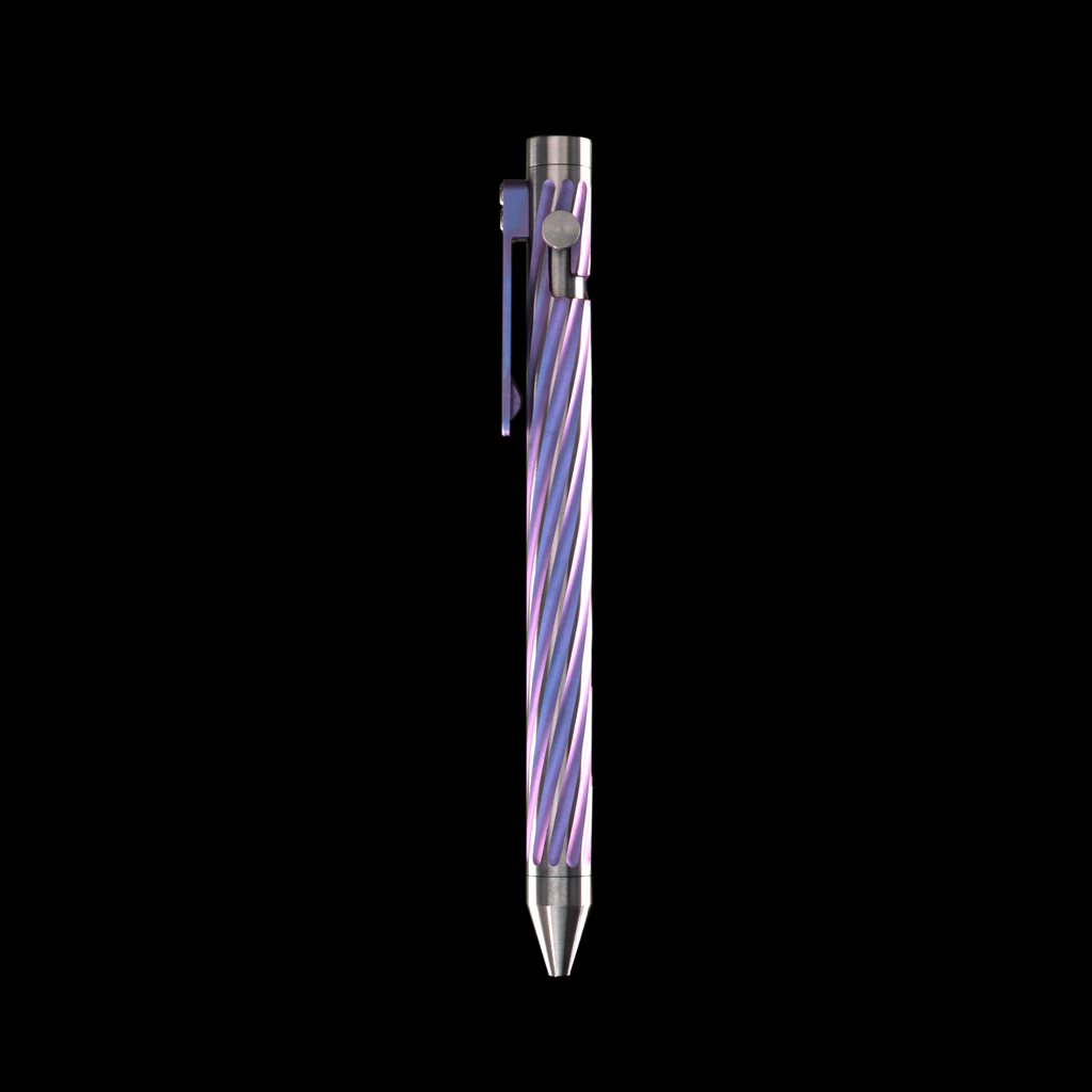 INVENTERY Bolt Action Pen v.03 Twister Ti SE · Purple anodized titanium, bolt stowed