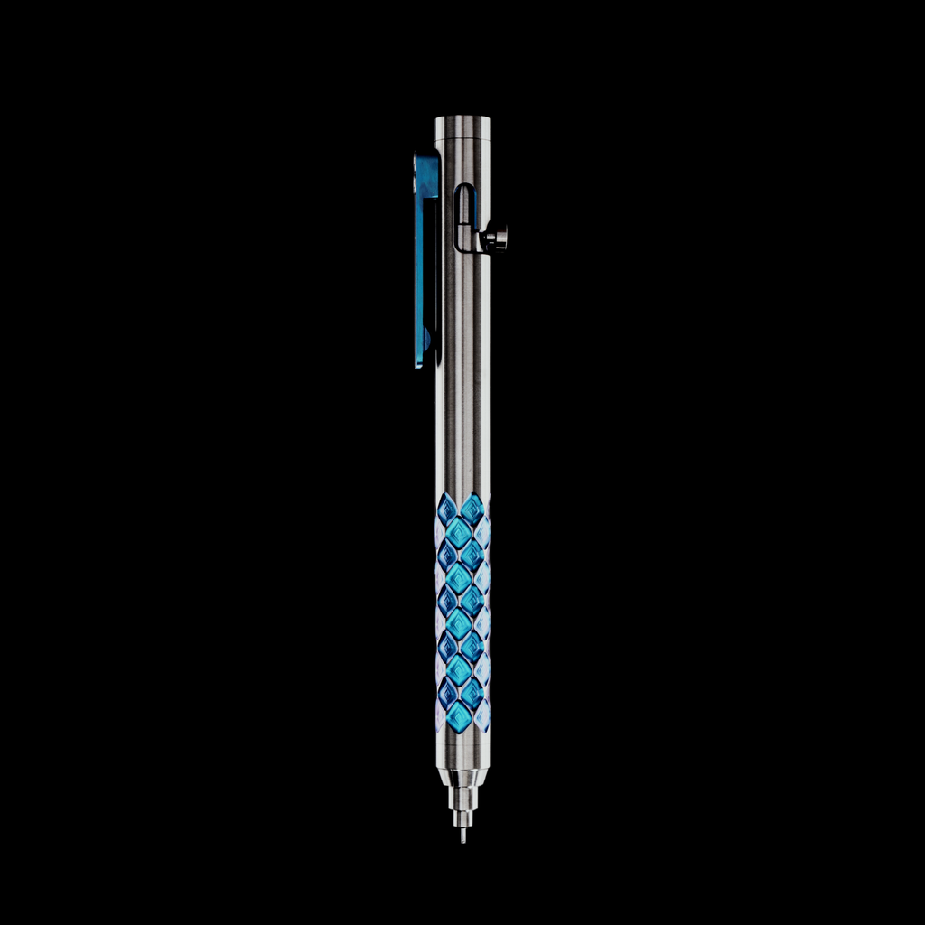 Bolt Action Pen v.03 Shop Series Edition 13 — Titanium Dragonscale — Blue