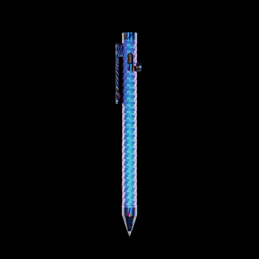 Bolt Action Pen v.03 Shop Series Edition 15 — Ti Reflector — Blurple + Ti-Dam Kit