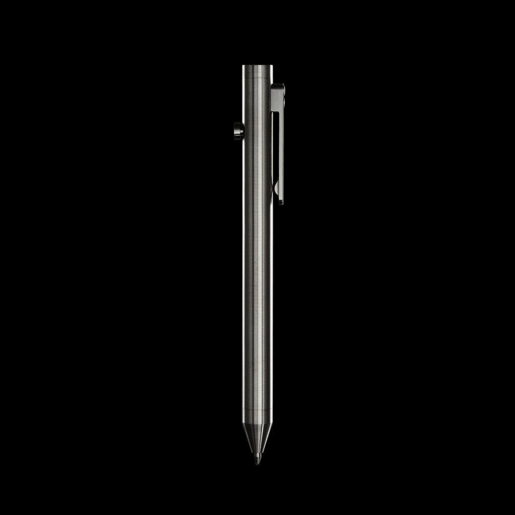 INVENTERY Bolt Action Pen V.03 — machined Titanium EDC pen, clip detail