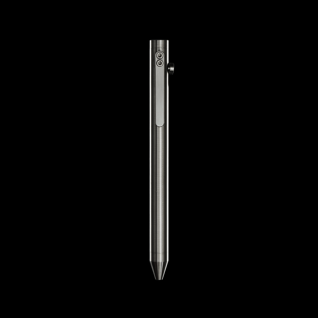 INVENTERY Bolt Action Pen V.03 — machined Stainless Steel EDC pen, rear view