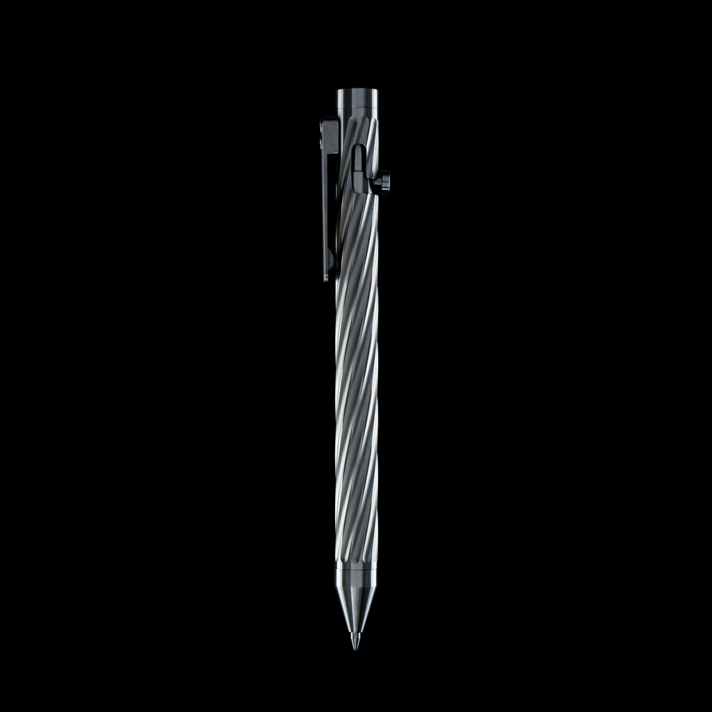 INVENTERY Bolt Action Pen v.03 Twister — machined Titanium EDC pen, bolt deployed