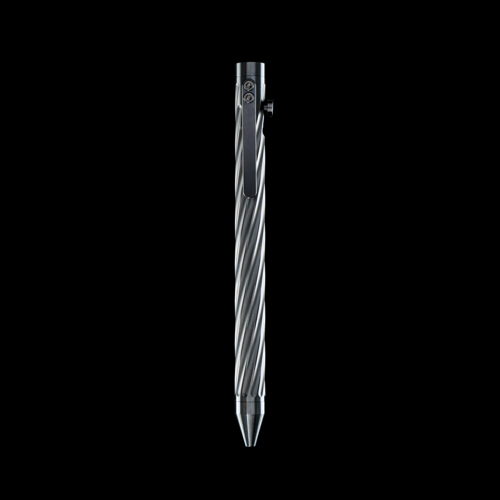 INVENTERY Bolt Action Pen v.03 Twister — machined Titanium EDC pen, clip detail