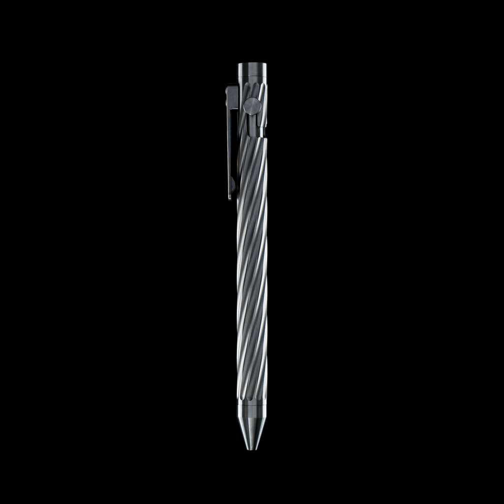 INVENTERY Bolt Action Pen v.03 Twister — machined Titanium EDC pen, bolt stowed