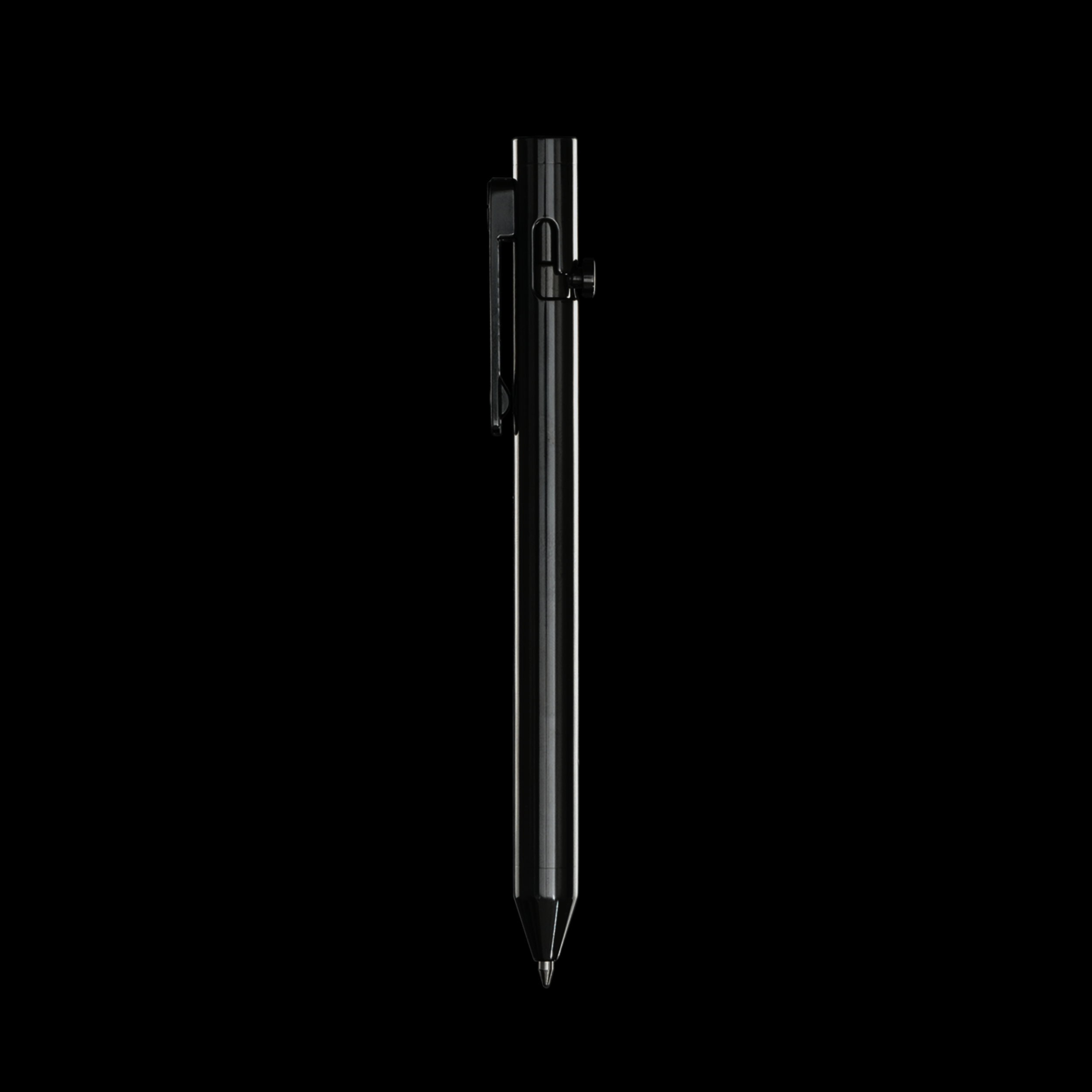 INVENTERY Bolt Action Pen V.03 — machined Zirconium EDC pen, front view