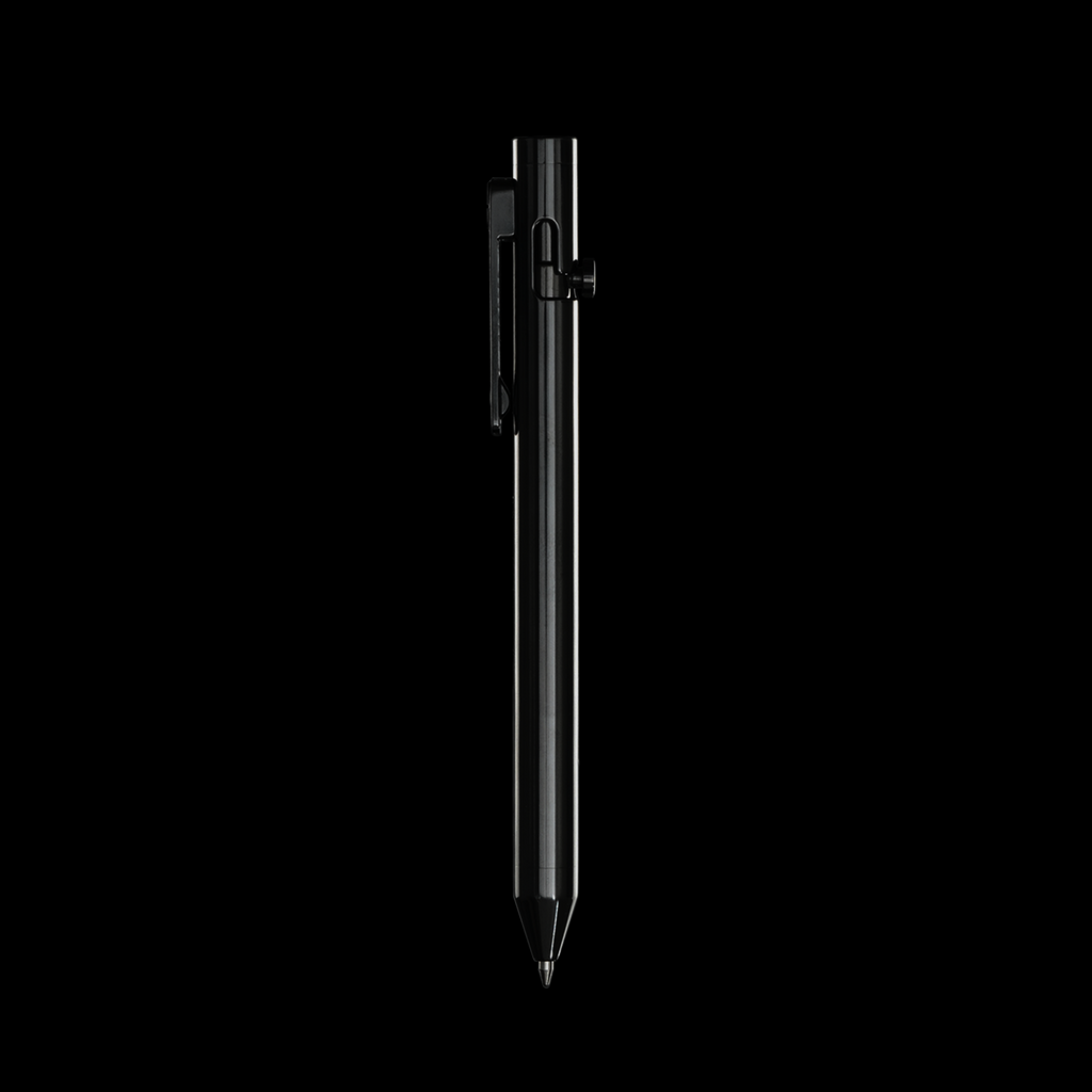 INVENTERY Bolt Action Pen V.03 — machined Zirconium EDC pen, front view